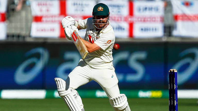 Australia's Travis Head bats during the first Ashes cricket test match between Australia and England in Perth, Friday, Nov. 21, 2025. - (AP Photo/Gary Day)