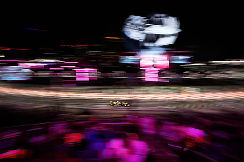McLaren driver Oscar Piastri of Australia drives during a qualifying session at the Formula One Las Vegas Grand Prix auto race in Las Vegas. 