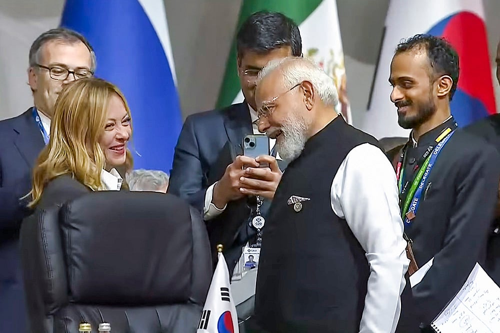| Photo: @pmoindia/YT via PTI : Prime Minister Narendra Modi during a meeting with his Italian counterpart Giorgia Meloni at the G20 Leaders' Summit, in Johannesburg, South Africa. 