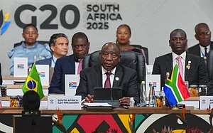 AP : South African President Cyril Ramaphosa addresses the opening session of the G20 leaders' summit in Johannesburg, South Africa, Saturday, Nov. 22, 2025
