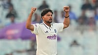 India Vs South Africa Live Cricket Score, 2nd Test Day 1: Kuldeep Strikes, Stubbs Falls Just Short Of Fifty | SA 197/4 (AP Photo/Aijaz Rahi) : India's Kuldeep Yadav celebrates the dismissal of South Africa's Marco Jansen on the second day of the first cricket test match between India and South Africa in Kolkata, India, Saturday, Nov. 15, 2025.