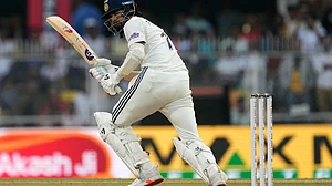 AP Photo/Anupam Nath : India's KL Rahul plays a shot on the second day of the second cricket test match between India and South Africa in Guwahati, India, Saturday, Nov. 22, 2025.