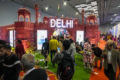 Visitors at the 44th India International Trade Fair (IITF), at Bharat Mandapam, in New Delhi.