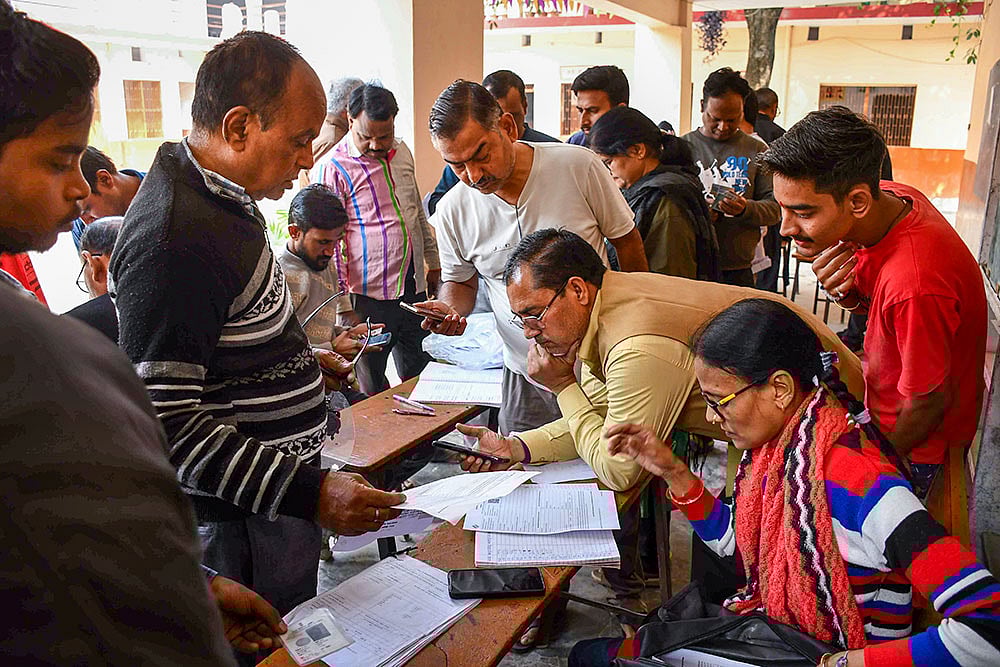 Voters submit forms during special revision drive in Prayagraj