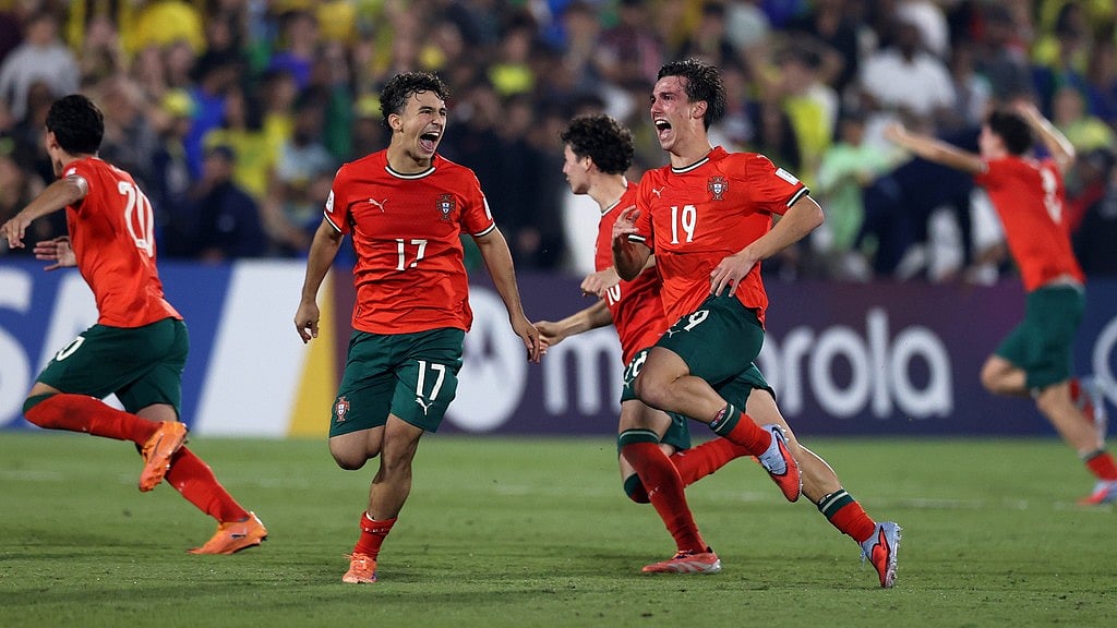 Portugal Vs Brazil Highlights, FIFA U-17 World Cup Semi-Final: Portugal players celebrate their victory after beating Brazil in a penalty shootout in Doha. - Photo: AP