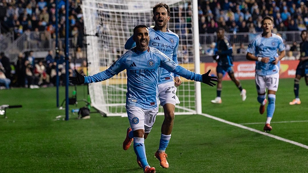 Philadelphia Vs New York City Highlights, MLS Cup SF: NYC player celebrating his goal. - X/@newyorkcityfc