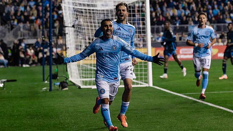 Philadelphia Vs New York City Highlights, MLS Cup SF: NYC player celebrating his goal. - X/@newyorkcityfc