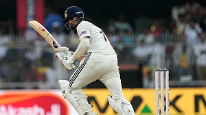 (AP Photo/Anupam Nath) : India's KL Rahul plays a shot on the second day of the second cricket test match between India and South Africa in Guwahati, India, Saturday, Nov. 22, 2025.