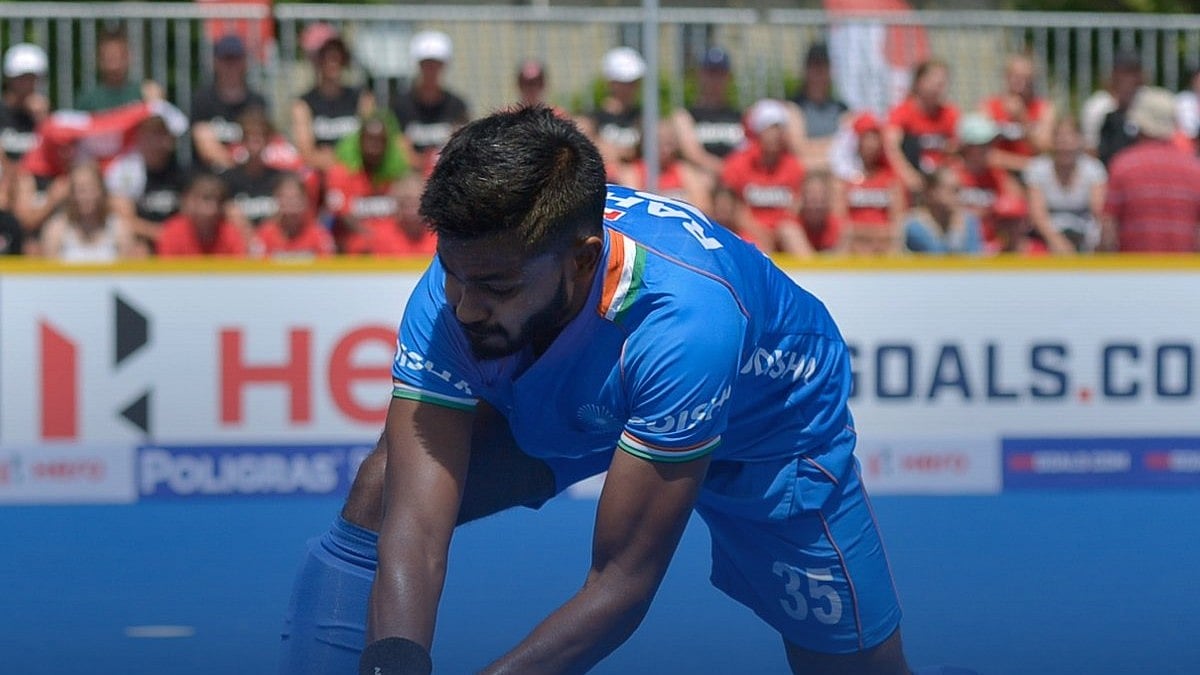 X/@TheHockeyIndia : India Vs Belgium, Sultan Azlan Shah Cup 2025: Indian player in action during first match.