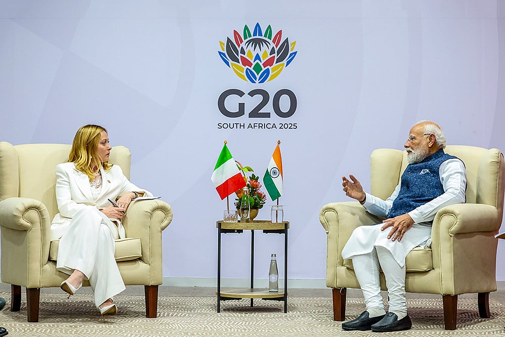 Prime Minister Narendra Modi with Italian counterpart Giorgia Meloni