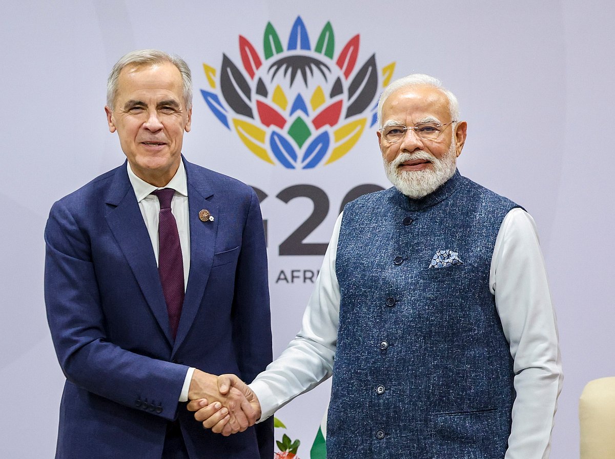 Prime Minister Narendra Modi during a meeting with his Canadian counterpart Mark Carney, on the sidelines of the G20 Leaders' Summit, in Johannesburg, South Africa. - PTI