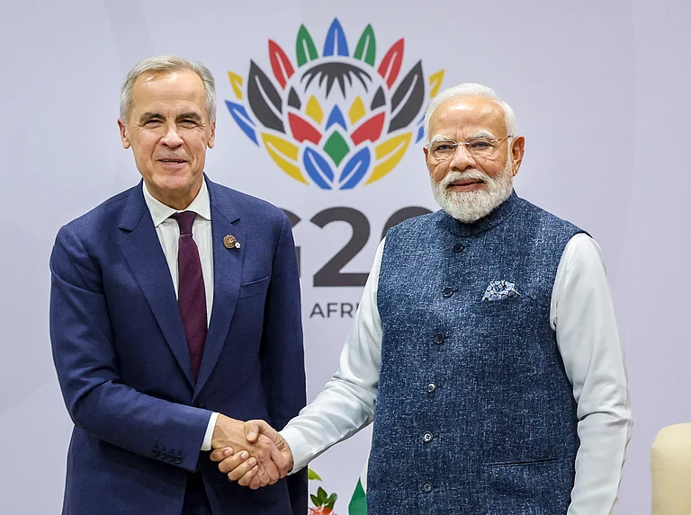 Prime Minister Narendra Modi during a meeting with his Canadian counterpart Mark Carney, on the sidelines of the G20 Leaders' Summit, in Johannesburg, South Africa. - PTI