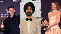 Photo by Charles Sykes/Invision/AP : From (L-R): Oriol Pla, Diljit Dosanjh and Anna Maxwell Martin at the 53rd International Emmy Awards at the New York Hilton Midtown