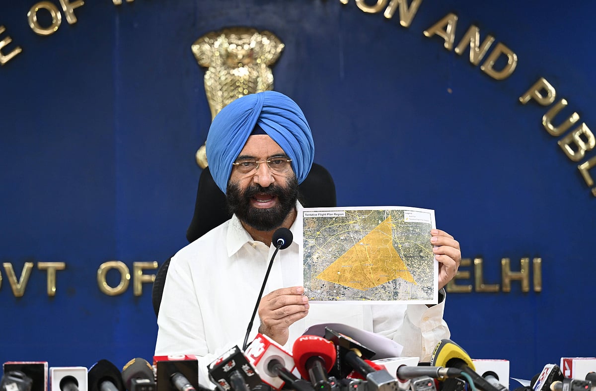 Delhi Environment Minister Manjinder Singh Sirsa addressing a press conference over cloud seeding at Delhi Secretariat on July 1, 2025 in New Delhi, India. The Directorate General of Civil Aviation (DGCA) approved the Delhi government s plan to try artificial rain for immediate relief in case of worsening pollution levels in the national capital. The India Meteorological Department (IMD) had earlier approved the pilot project to try artificial rain. Delhi Environment Minister Manjinder Singh Sirsa announced the trial of artificial rain will be held between August 30 and September 10. The first artificial rain pilot project of the Delhi government is completely ready.  -  Imago /Hindustan Times