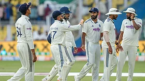 Photo: PTI : India Vs South Africa Live Score, 2nd Test Day 4: Indian players walk off the field at the end of the third day's play in Guwahati.