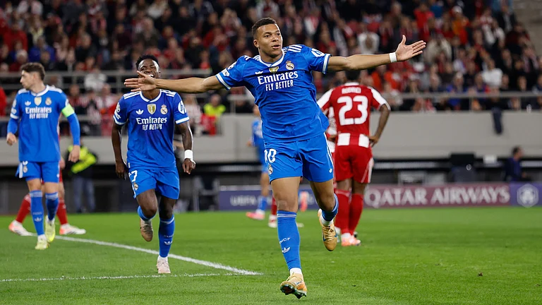 Kylian Mbappe celebrates for Madrid - null