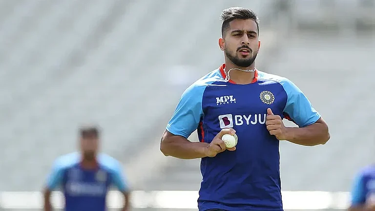 Umran Malik was playing only his second match after recovering from the hip injury that sidelined him for nearly 19 months. - File