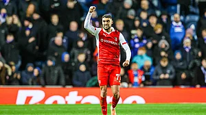 Braga's goalscorer Gabri Martinez celebrates during the UEFA Europa League match against Rangers on November 27, 2025.
