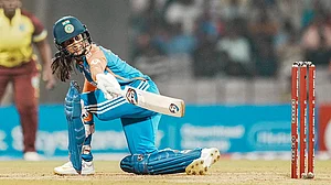 | Photo: PTI/Kunal Patil : IND women vs WI women 2nd T20: India's batter Jemimah Rodrigues plays a shot