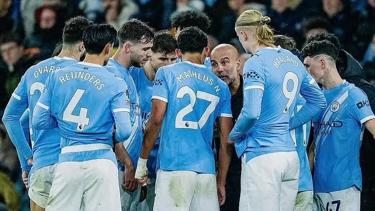 Manchester City during their win against Leeds United on Premier League matchday 13 - X/ManCity