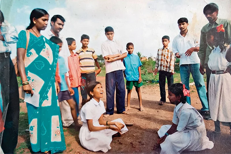 Sitavva Jodatti at a community gathering as part of her advocacy efforts