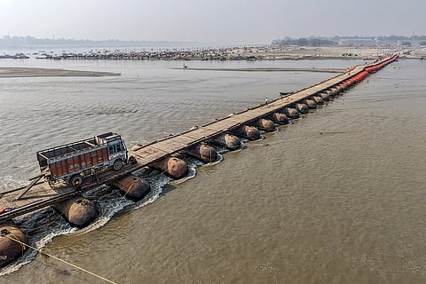 Preparations underway ahead of the 'Magh Mela 2026', in Prayagraj.