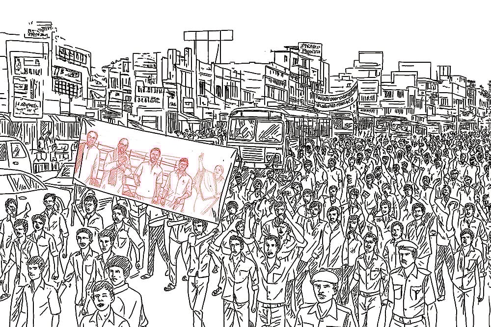 The political shift from the language of non-Brahmins to Dravidian is an important step in reclaiming the primacy of the non-Brahmin self, but whether such formulations escape the category ‘non-Brahmin’ remains an enduring problem.  - Illustration: Vikas Thakur