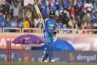 India Vs South Africa, 1st ODI: See Best Photos From Ranchi's JSCA International Stadium Complex | Photo: AP/Rafiq Maqbool : India's Virat Kohli celebrates his fifty runs during the first One Day International match between India and South Africa in Ranchi.