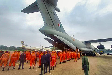 Humanitarian assistance being loaded as part of the Operation Sagar Bandhu for Sri Lanka. 