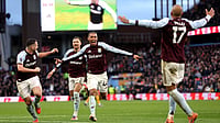 Aston Villa's players celebrate