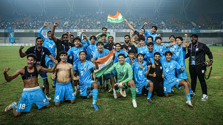 India celebrate their win over Iran and entry into the AFC U-17 Asian Cup 2026. - AIFF