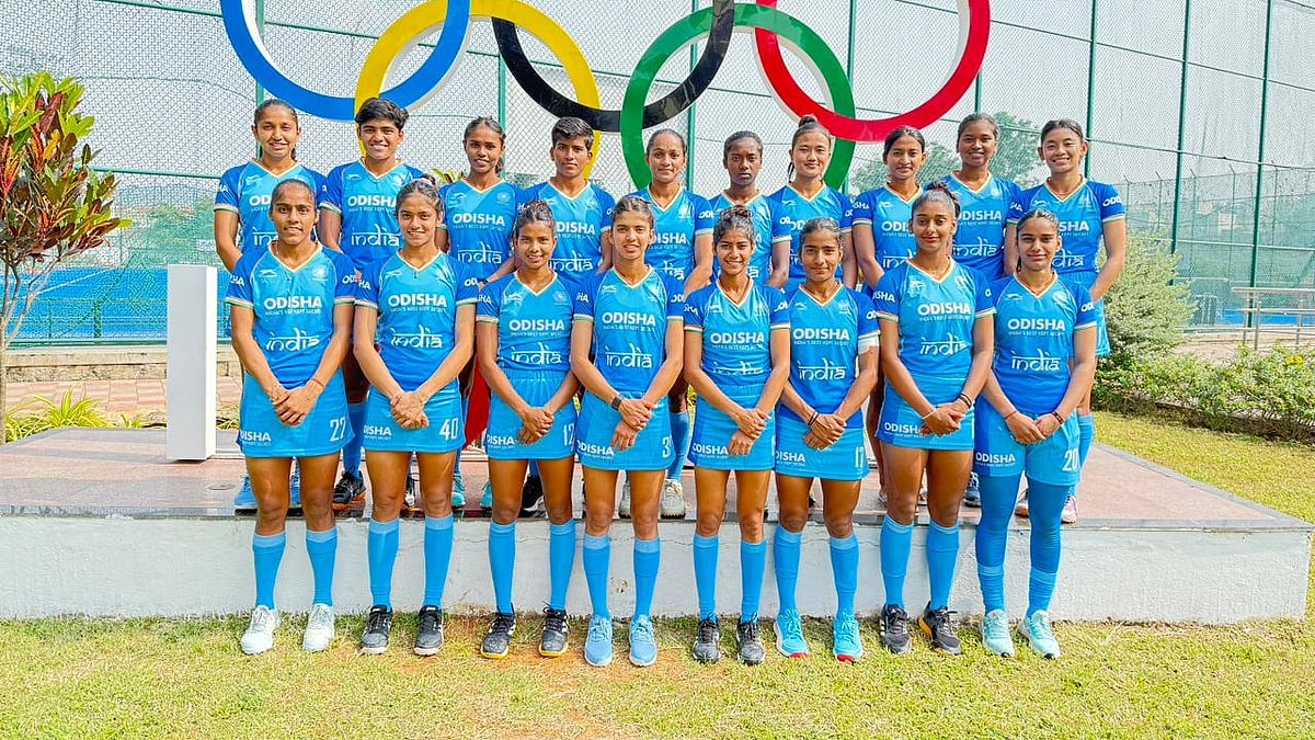 The Indian team poses for a photo ahead of the FIH Junior Women’s World Cup Santiago 2025. - Hockey India