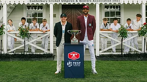 BlackCaps/X : New Zealand skipper Tom Latham with his West Indies counterpart Roston Chase.