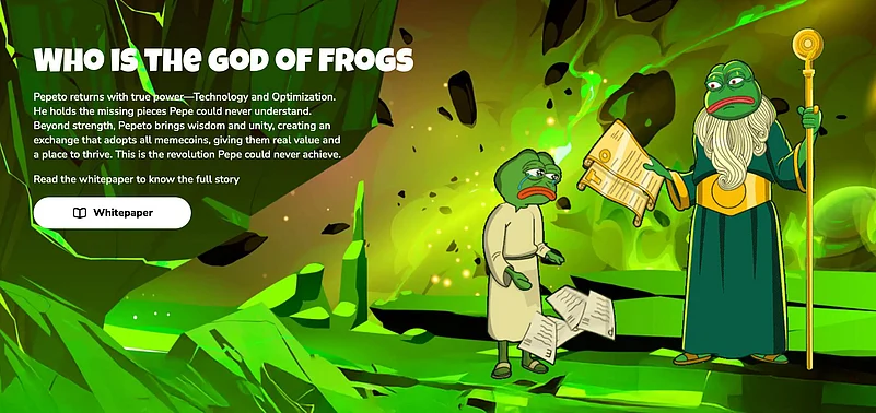 Two cartoon frog characters in a green, smoky background