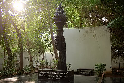 Dravidian revolutionary Periyar’s resting place at Periyar Thidal in Chennai.  