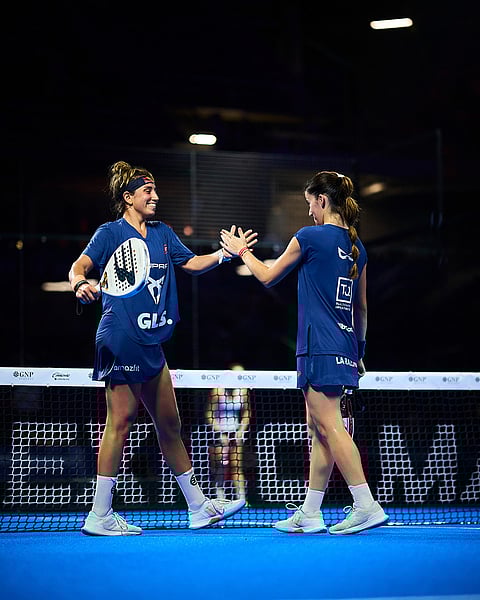 Beatriz Gonzalez Fernandez and Claudia Fernandez Sanchez during the quarter finals of the Premier Padel GNP Major Acapulco, Mexico on November 28, 2025.