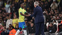 France Vs Brazil LIVE Streaming, International Friendly: Preview, H2H, Where To Watch - All You Need To Know File : Brazil's Vinicius Junior with head coach Carlo Ancelotti