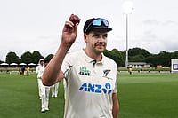 NZ Vs WI 1st Test: Windies Crumble As Kiwis Gain Advantage On Day Two | Photo: Andrew Cornaga/Photosport via AP : New Zealand's Jacob Duffy hold up the ball after taking 5 wickets against the West Indies during the second day of their cricket test match in Christchurch, New Zealand.