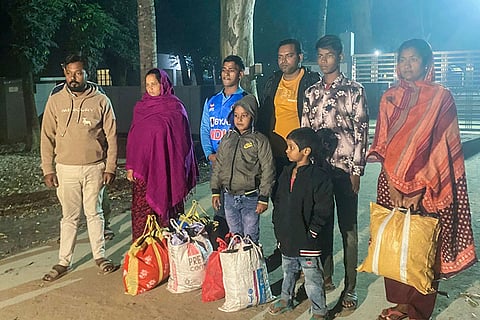An undated image of Sunali Khatun, in pink, the pregnant woman who was pushed into Bangladesh along with her child earlier this year, with others. The Supreme Court on Wednesday, Dec. 3, 2025, allowed her and her eight-year-old child to return to India on "humanitarian grounds". 