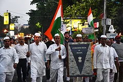 IMAGO / Pacific Press Agency : India: Save The Constitution rally of National Congress in Kolkata India s biggest opposition party Indian National Congress (INC) activists participated in the Save The Constitution rally in Kolkata led by the West Bengal Pradesh Congress President Subhankar Sarkar. Congress workers claimed that the BJP has failed to protest secularism and sovereignty. (Representational image)