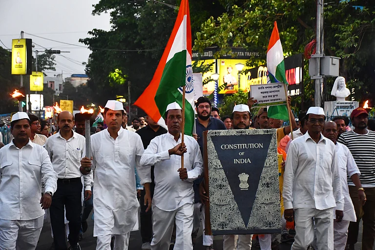 India: Save The Constitution rally of National Congress in Kolkata India s biggest opposition party Indian National Congress (INC) activists participated in the Save The Constitution rally in Kolkata led by the West Bengal Pradesh Congress President Subhankar Sarkar. Congress workers claimed that the BJP has failed to protest secularism and sovereignty. (Representational image) - IMAGO / Pacific Press Agency