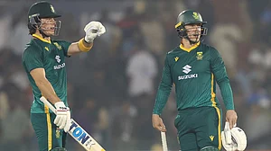 | Photo: X/ProteasMenCSA : South Africa in action against India during the second ODI in Raipur on December 3, 2025.