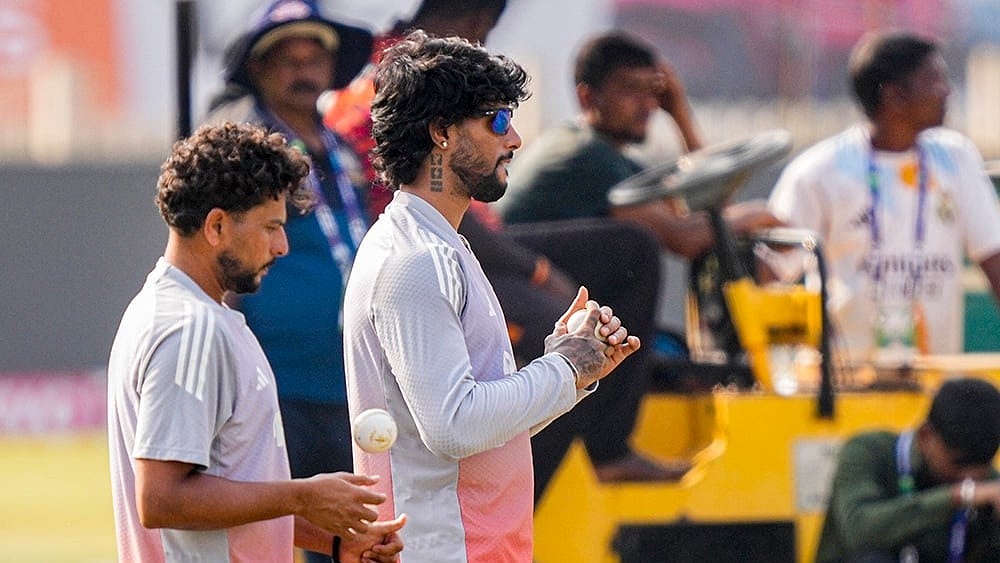 India’s Kuldeep Yadav and Tilak Varma during a training session on the eve of the first ODI cricket match of a series between India and South Africa, in Ranchi, Jharkhand. - | Photo: PTI/Kamal Kishore