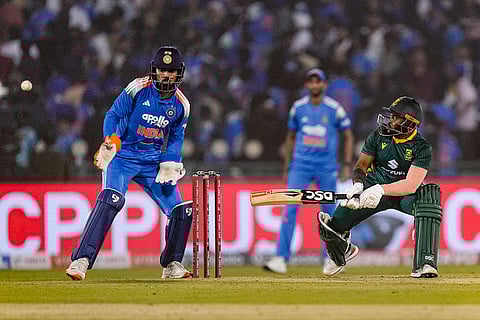 South Africa's captain Temba Bavuma plays a shot during the second ODI cricket match of a series between India and South Africa, at Shaheed Veer Narayan Singh International Stadium, in Raipur, Chhattisgarh.