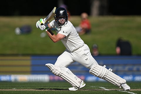 New Zealand's Tom Latham bats against the West Indies on day 3 during their cricket test match in Christchurch, New Zealand.