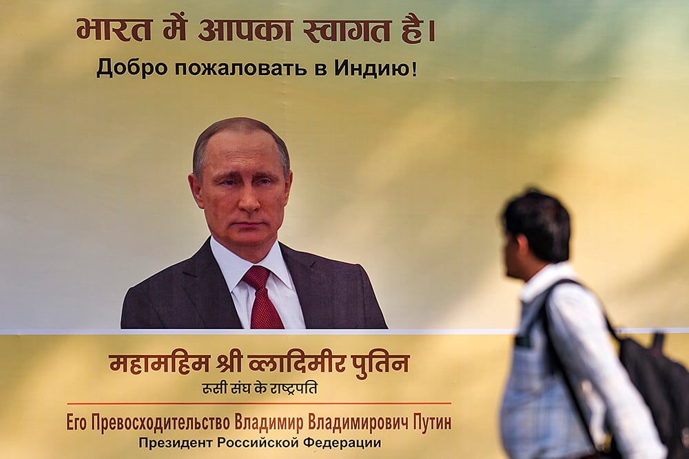 Hoarding of Vladimir Putin in New Delhi
