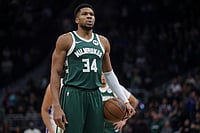 | Photo: AP/Kylie Bridenhagen : Milwaukee Bucks' Giannis Antetokounmpo prepares to shoot a free throw during the first half of an NBA basketball game against the Detroit Pistons in Milwaukee. 