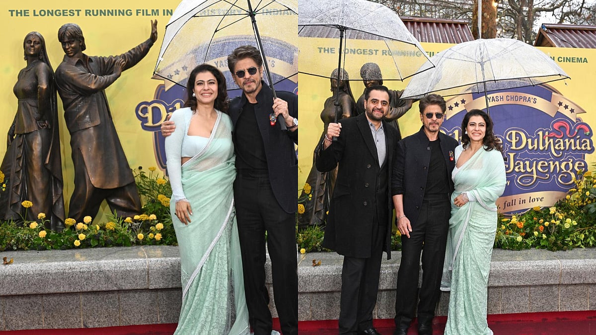 Shah Rukh Khan and Kajol unveil their DDLJ bronze statue at London’s iconic Leicester Square - X/Shah Rukh Khan