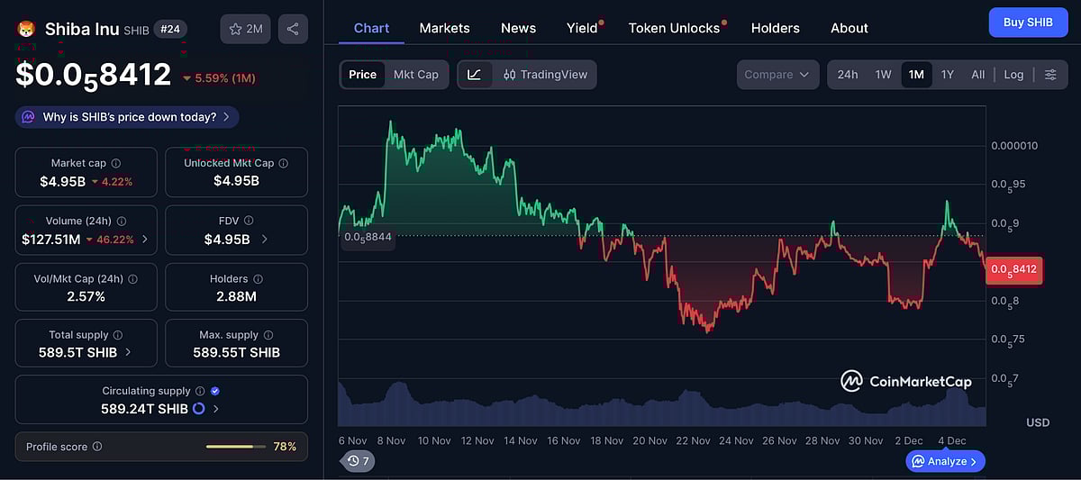 Shiba Inu price chart
