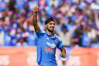 India Vs South Africa, 3rd ODI: See Best Photos From Visakhapatnam's ACA-VDCA Cricket Stadium | Photo: PTI/Shailendra Bhojak : India's Arshdeep Singh celebrates after taking the wicket of South Africa batter Ryan Rickelton during the third ODI cricket match between India and South Africa at ACAÐVDCA Cricket Stadium in Visakhapatnam, Andhra Pradesh.